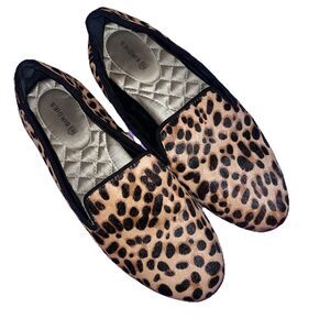 Birdies Leopard Cheetah Calf Hair Loafers Womens Flats Size 6 Office Unique